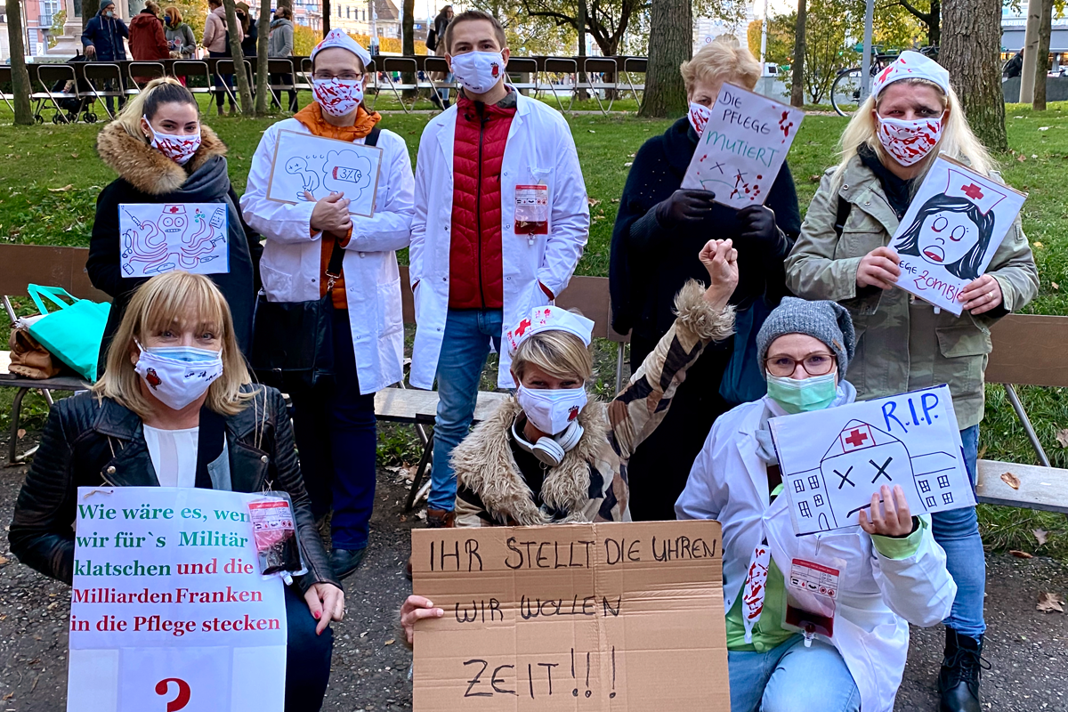 Am Pflegemarsch in Basel: "Ihr stellt die Uhren, wir wollen Zeit!"