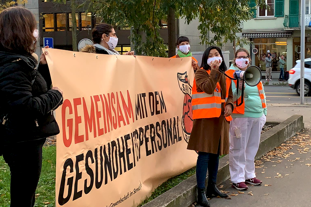 Walk of care in Zug. Rede von Migmar Dhakyel, Zentralsekretärin Gesundheit